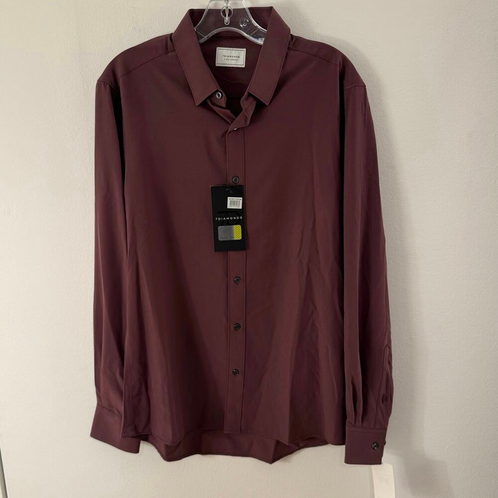 NWT 7Diamonds Liberty 4 Way Stretch Shirt S Mauve Long Sleeve Button Up Office